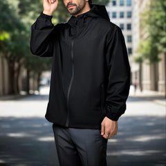Waterproof Windbreaker Jacket with Adjustable Hood - Lightweight Protection for Hiking & Cycling