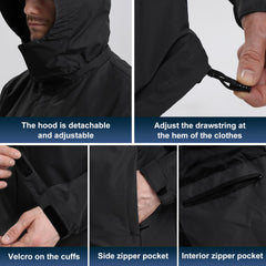 Waterproof Breathable Rain Jacket with Adjustable Hood - Lightweight All-Season Protection