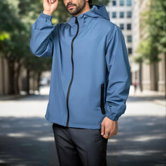 Waterproof Windbreaker Jacket with Adjustable Hood - Lightweight Protection for Hiking & Cycling