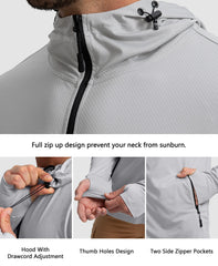 UPF 50+ Sun Protection Jacket - Full-Zip Hooded Layer for High-Exposure Activities