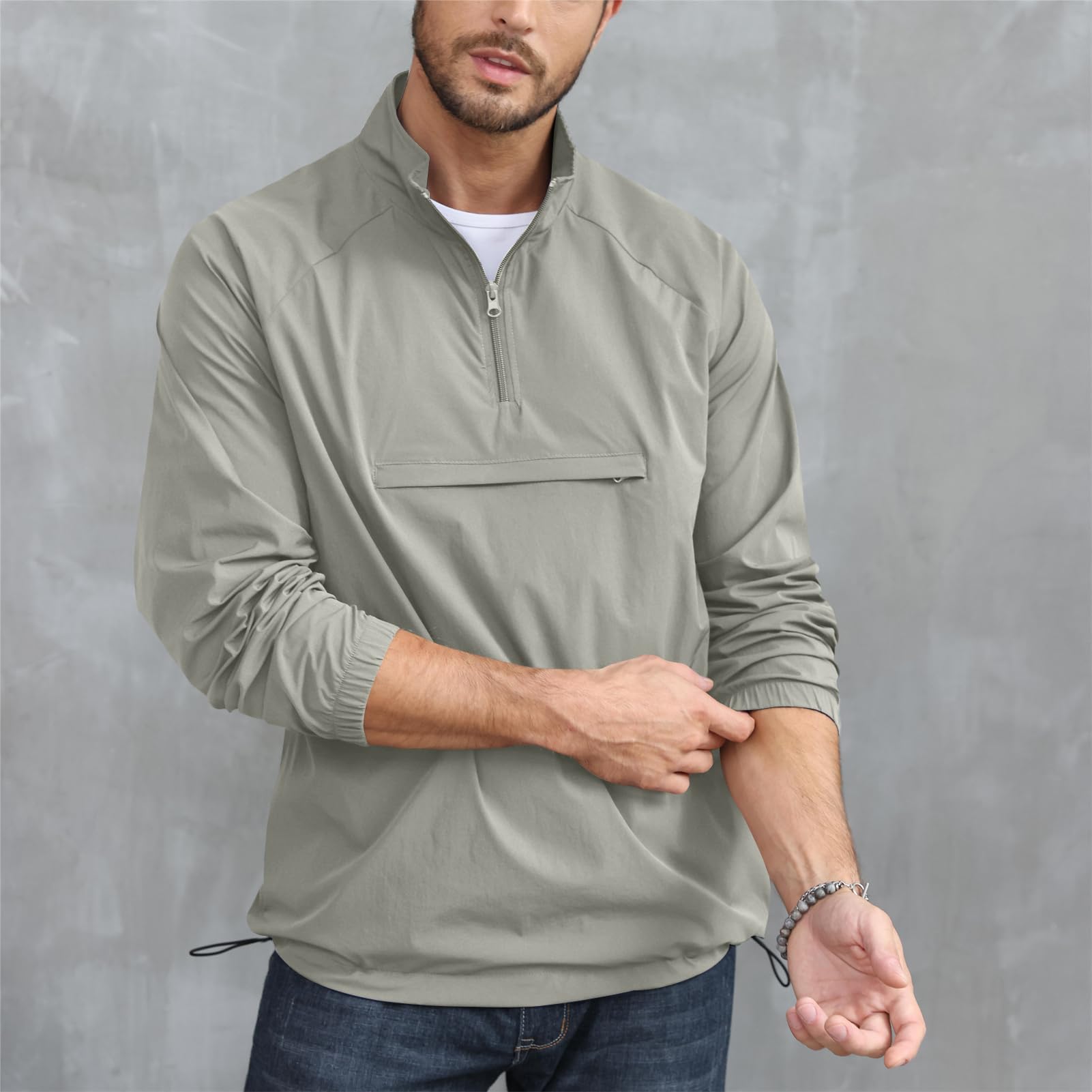 Lightweight Quarter-Zip Windbreaker Pullover - Ventilated Layer for Golf & Trail Sports