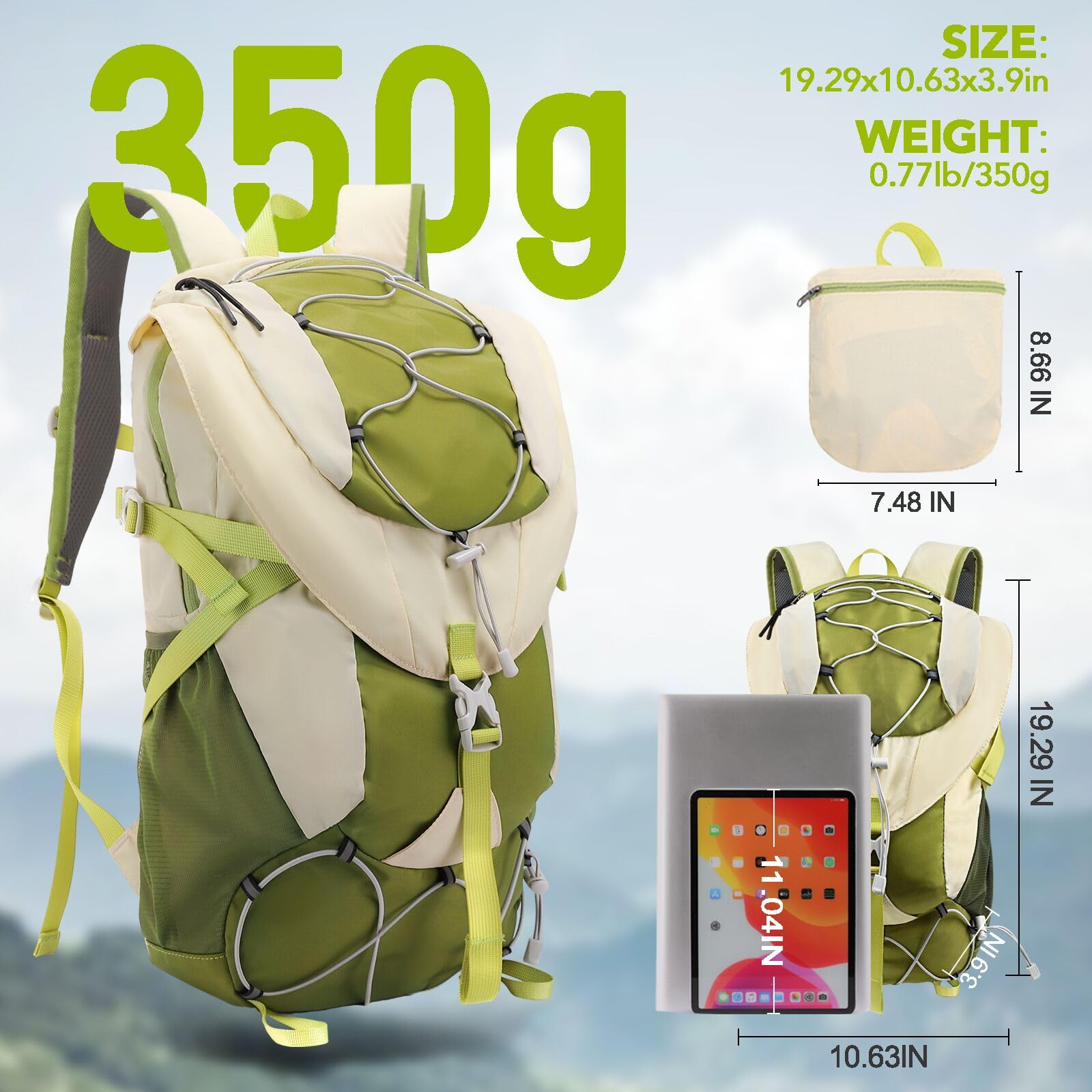 20L Ultralight Weather-Ready Daypack - Packable Hiking Backpack for Trail &amp; Travel