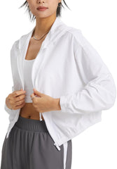 UPF 50+ Cropped Sun Hoodie - Ventilated Performance Layer for High-Intensity Activities