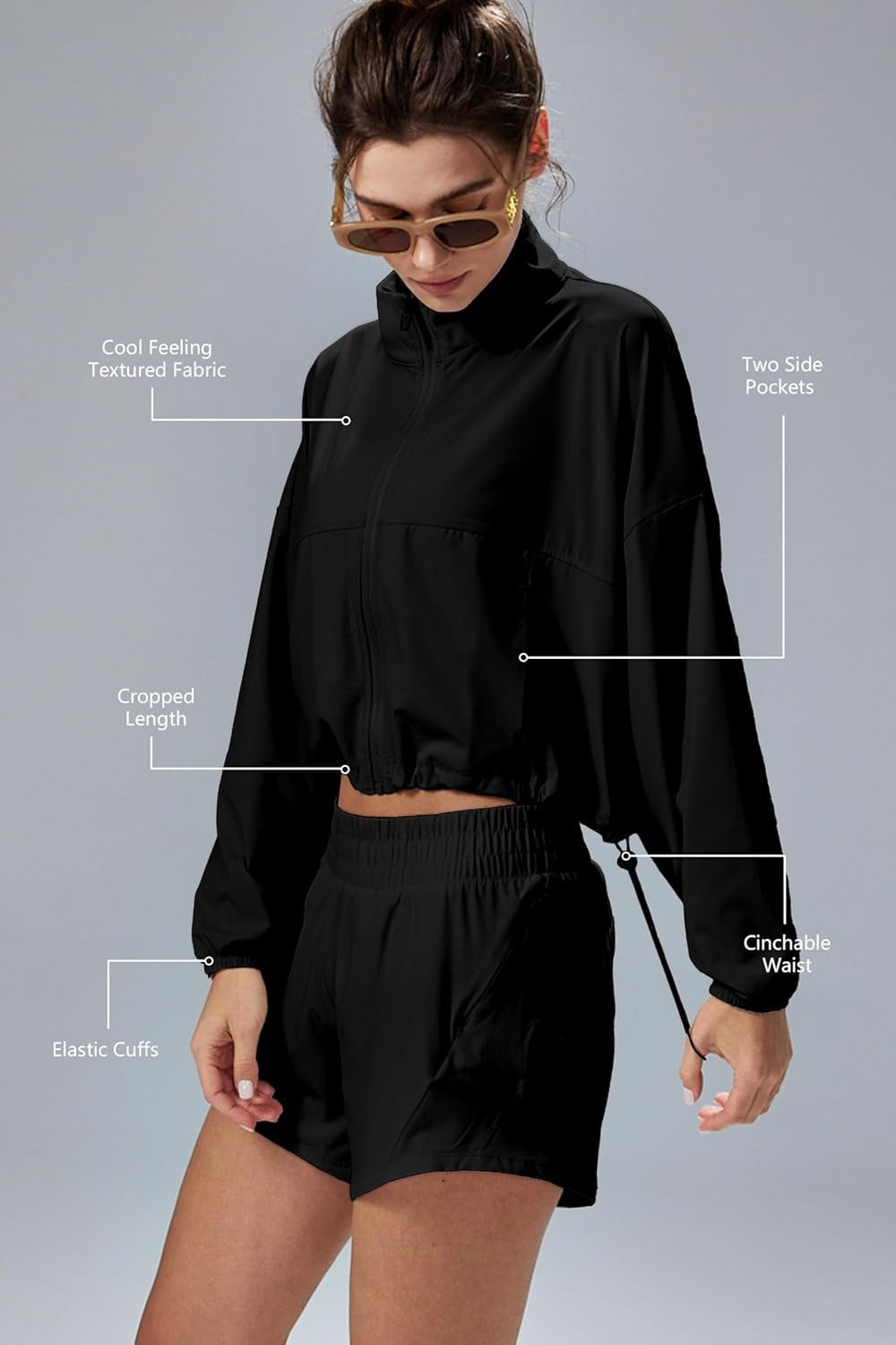 UPF 50+ Cropped Performance Shell - Ventilated Sun Defense for High-Intensity Activities