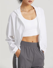 UPF 50+ Cropped Sun Hoodie - Ventilated Performance Layer for High-Intensity Activities
