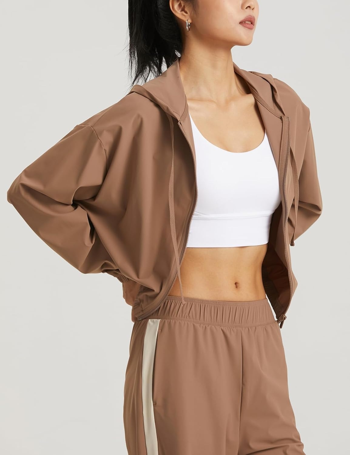 UPF 50+ Cropped Sun Hoodie - Ventilated Performance Layer for High-Intensity Activities