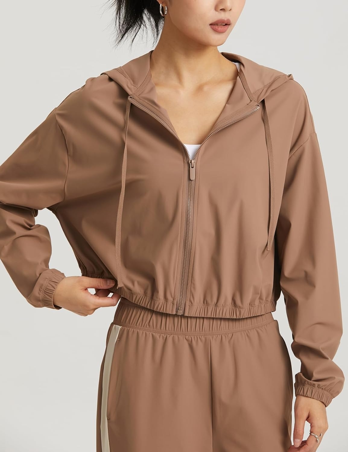 UPF 50+ Cropped Sun Hoodie - Ventilated Performance Layer for High-Intensity Activities