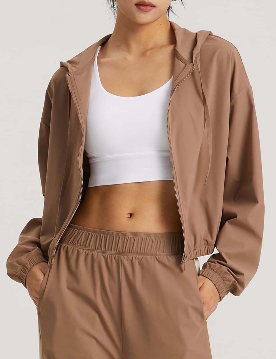 UPF 50+ Cropped Sun Hoodie - Ventilated Performance Layer for High-Intensity Activities