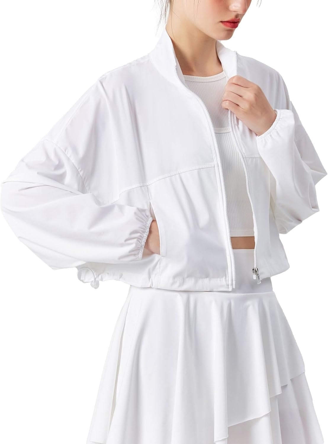 UPF 50+ Cropped Performance Shell - Ventilated Sun Defense for High-Intensity Activities