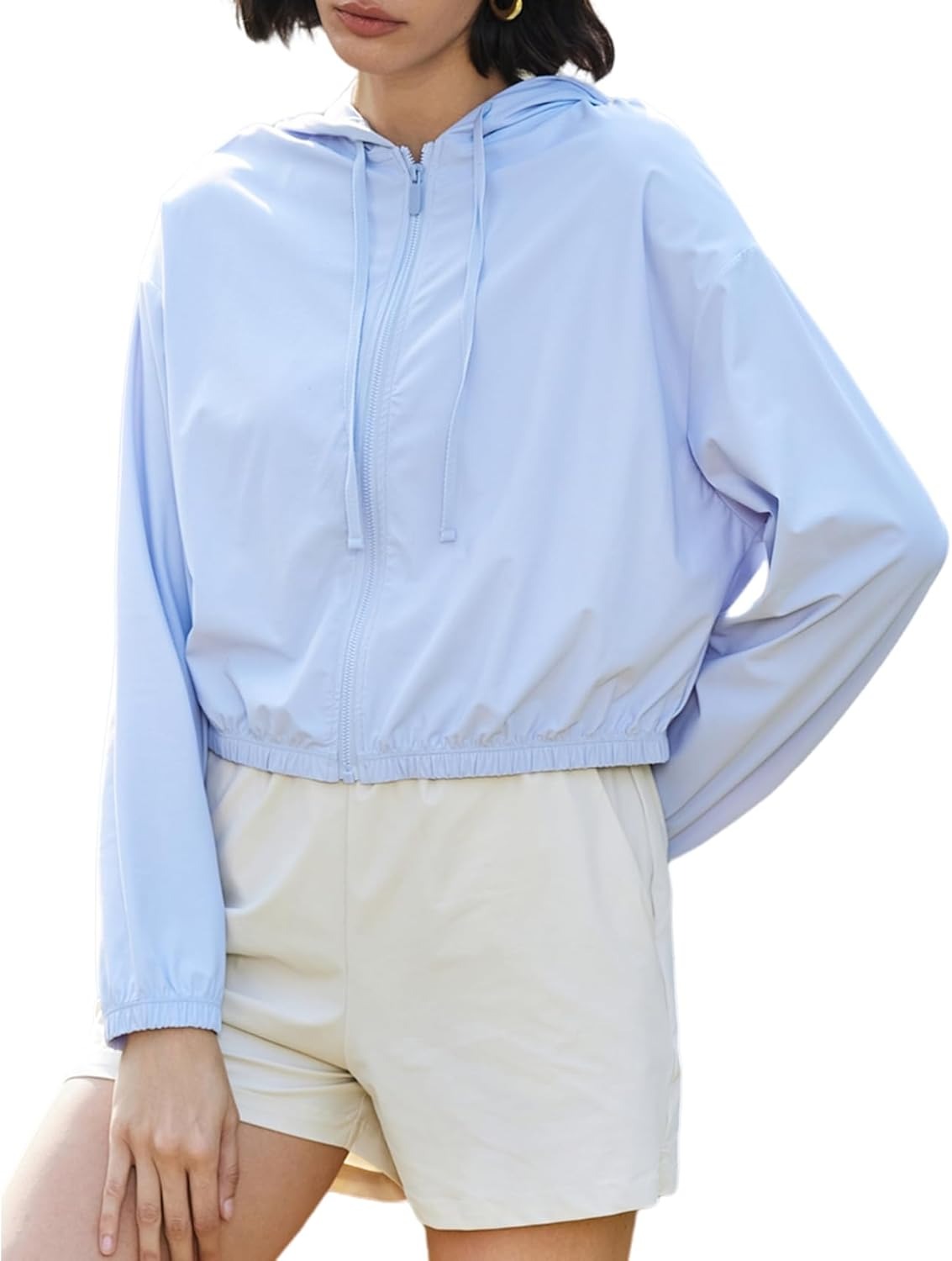 UPF 50+ Cropped Sun Hoodie - Ventilated Performance Layer for High-Intensity Activities
