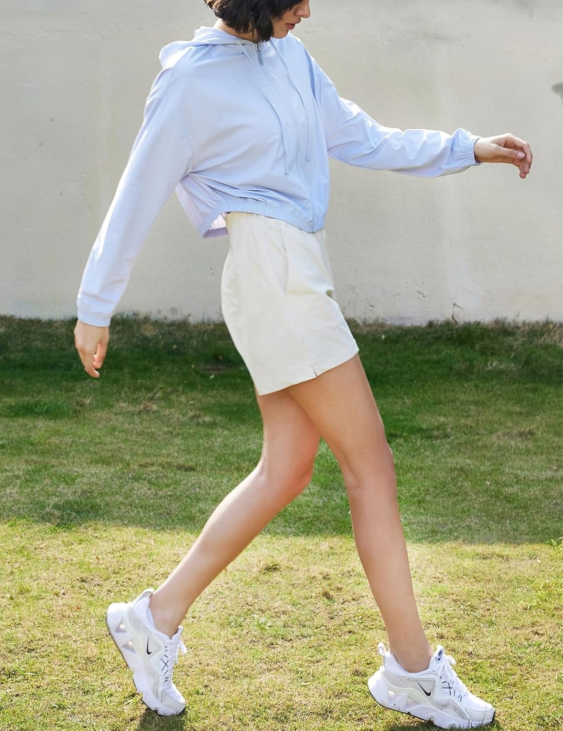 UPF 50+ Cropped Sun Hoodie - Ventilated Performance Layer for High-Intensity Activities