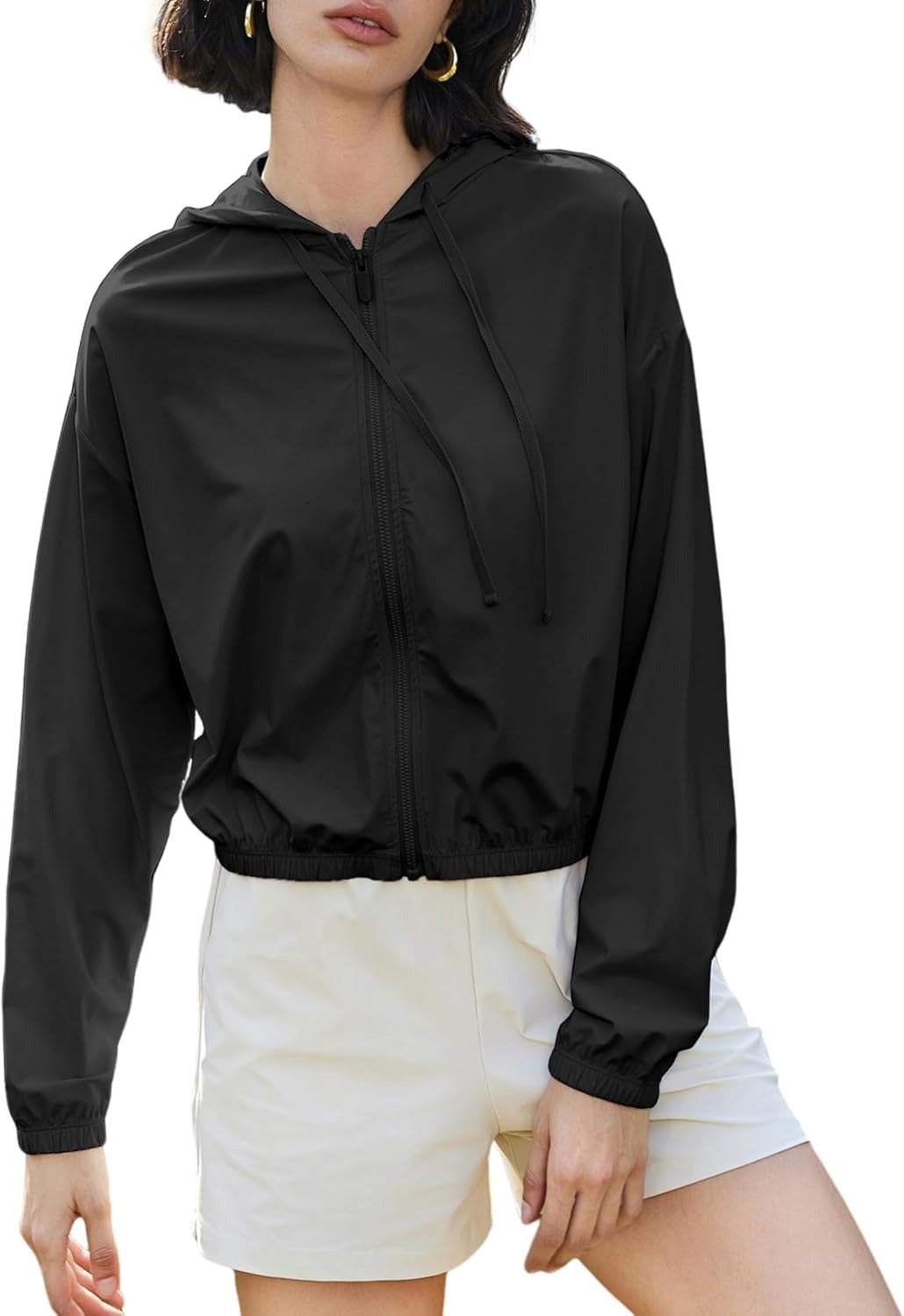 UPF 50+ Cropped Sun Hoodie - Ventilated Performance Layer for High-Intensity Activities