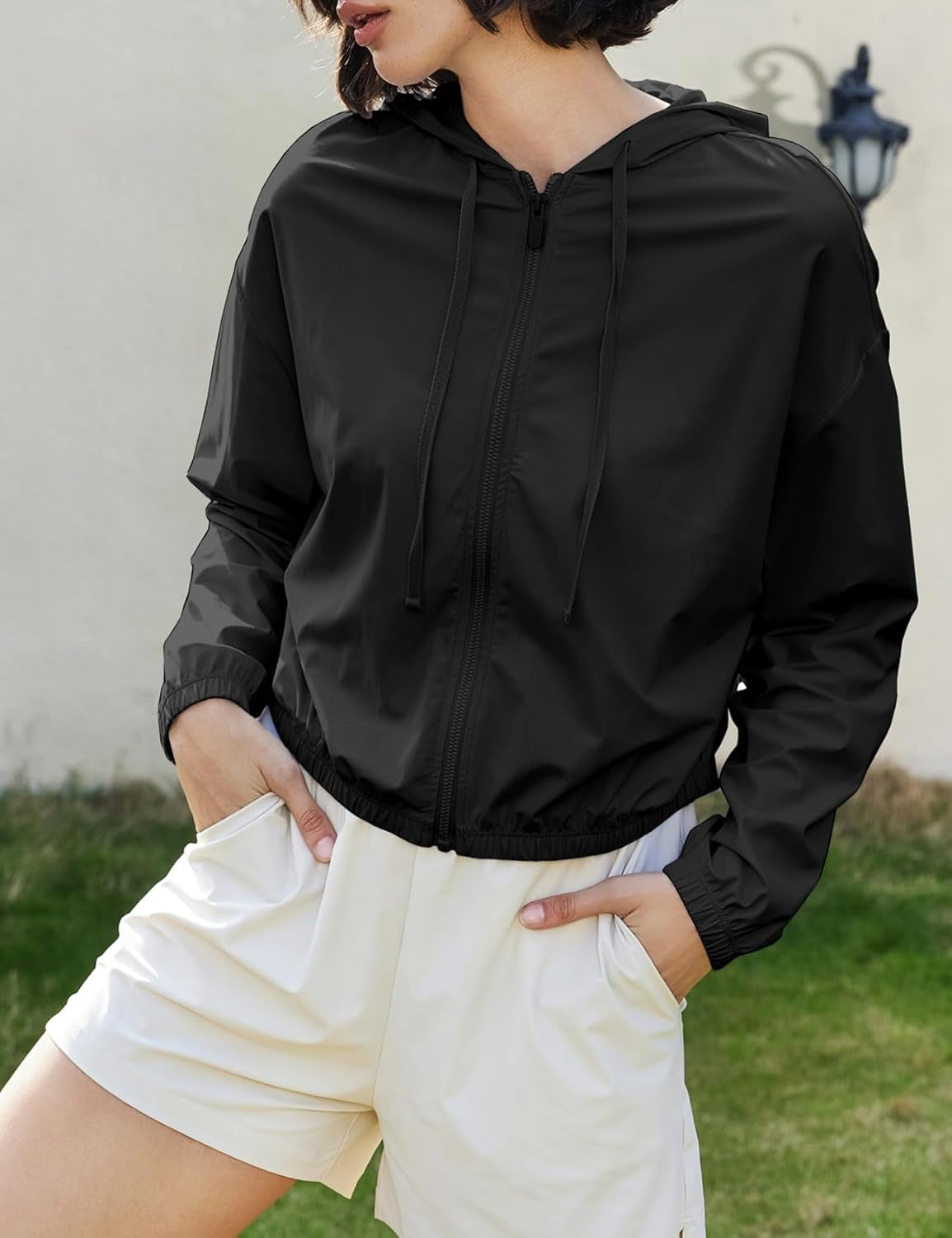 UPF 50+ Cropped Sun Hoodie - Ventilated Performance Layer for High-Intensity Activities
