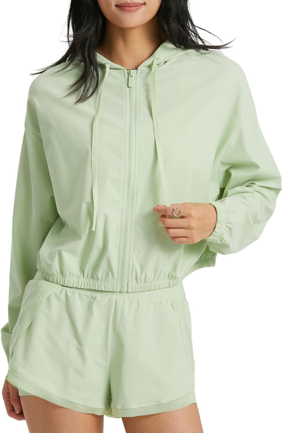 UPF 50+ Cropped Sun Hoodie - Ventilated Performance Layer for High-Intensity Activities
