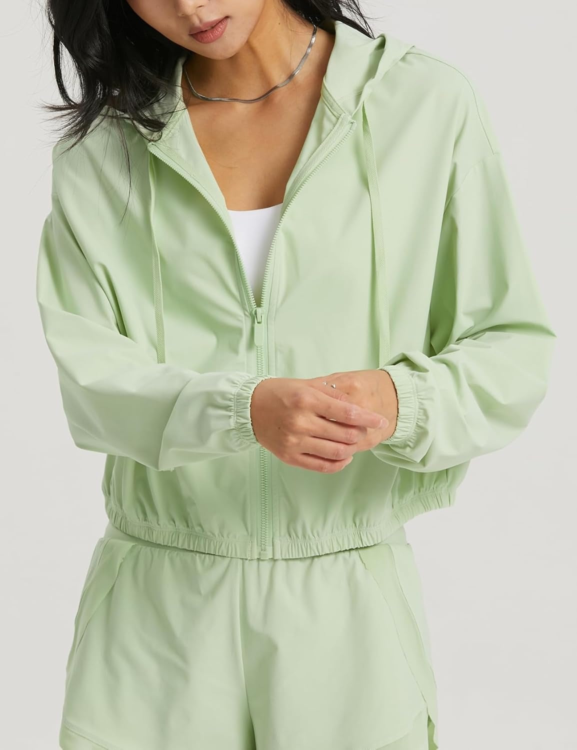 UPF 50+ Cropped Sun Hoodie - Ventilated Performance Layer for High-Intensity Activities